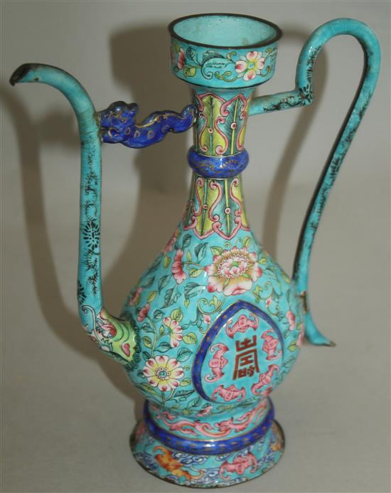 An unusual Chinese Canton enamel set, 19th century, some damages